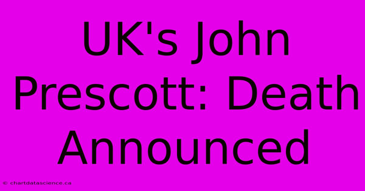 UK's John Prescott: Death Announced