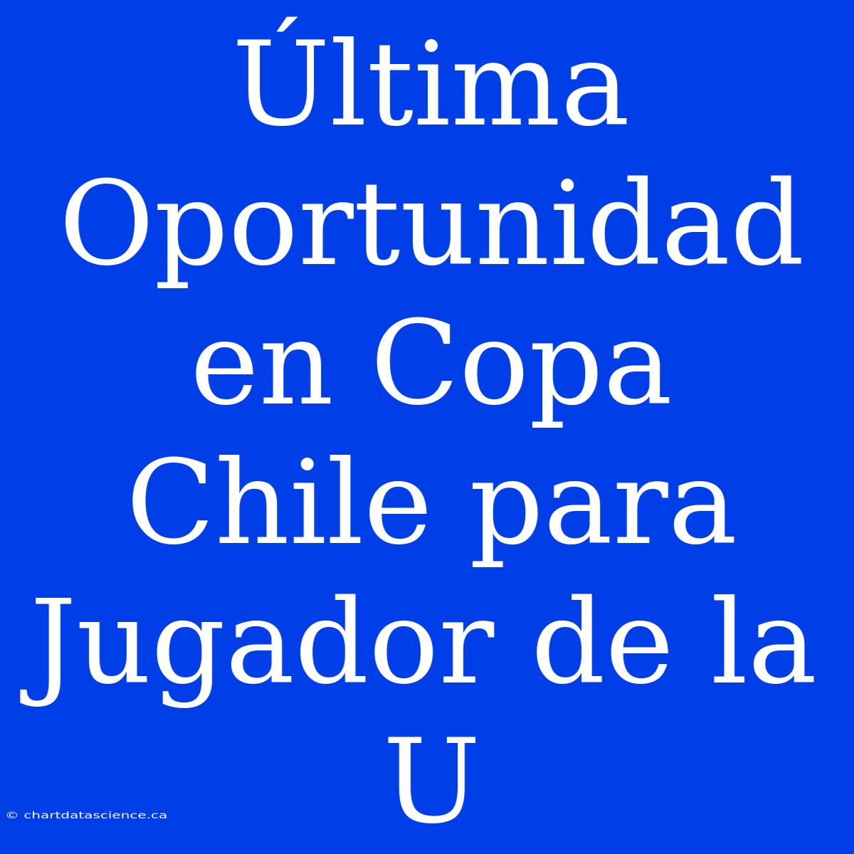 Última Oportunidad En Copa Chile Para Jugador De La U