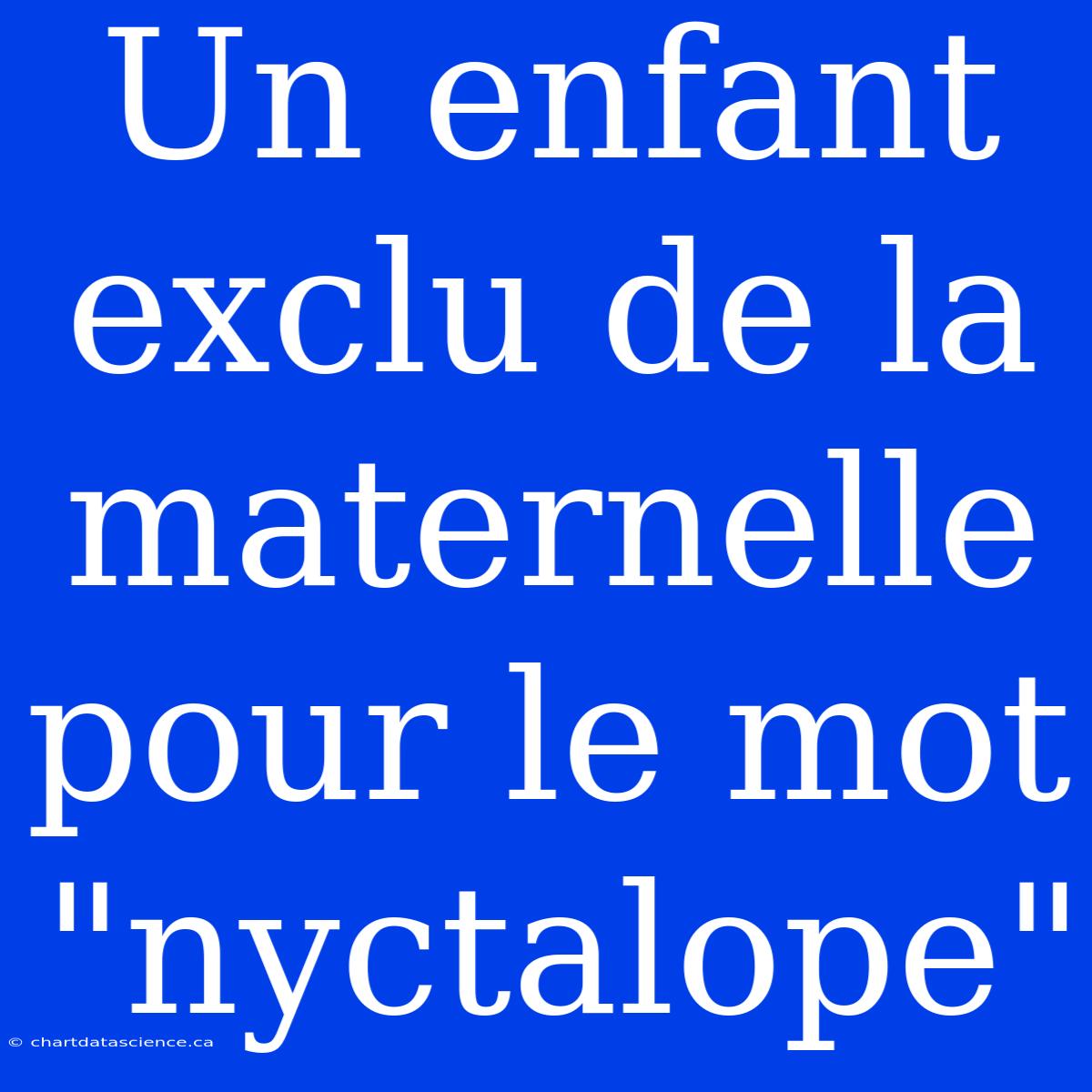 Un Enfant Exclu De La Maternelle Pour Le Mot 