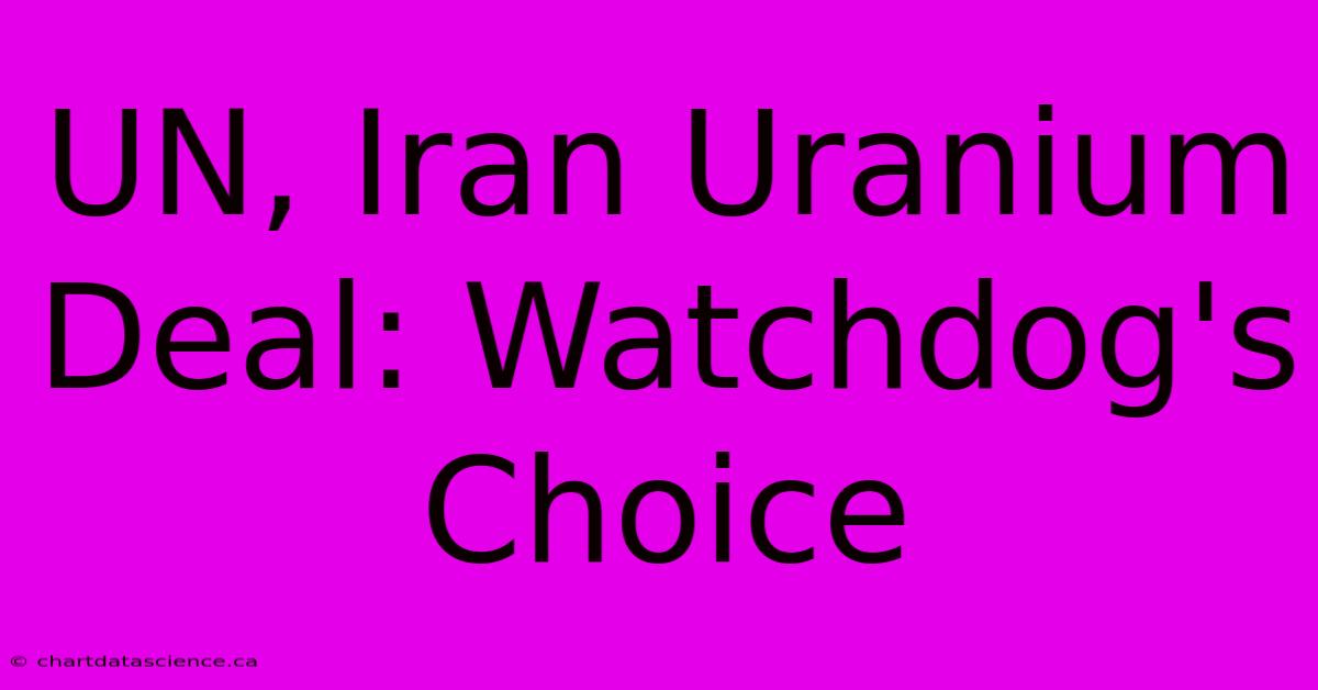 UN, Iran Uranium Deal: Watchdog's Choice