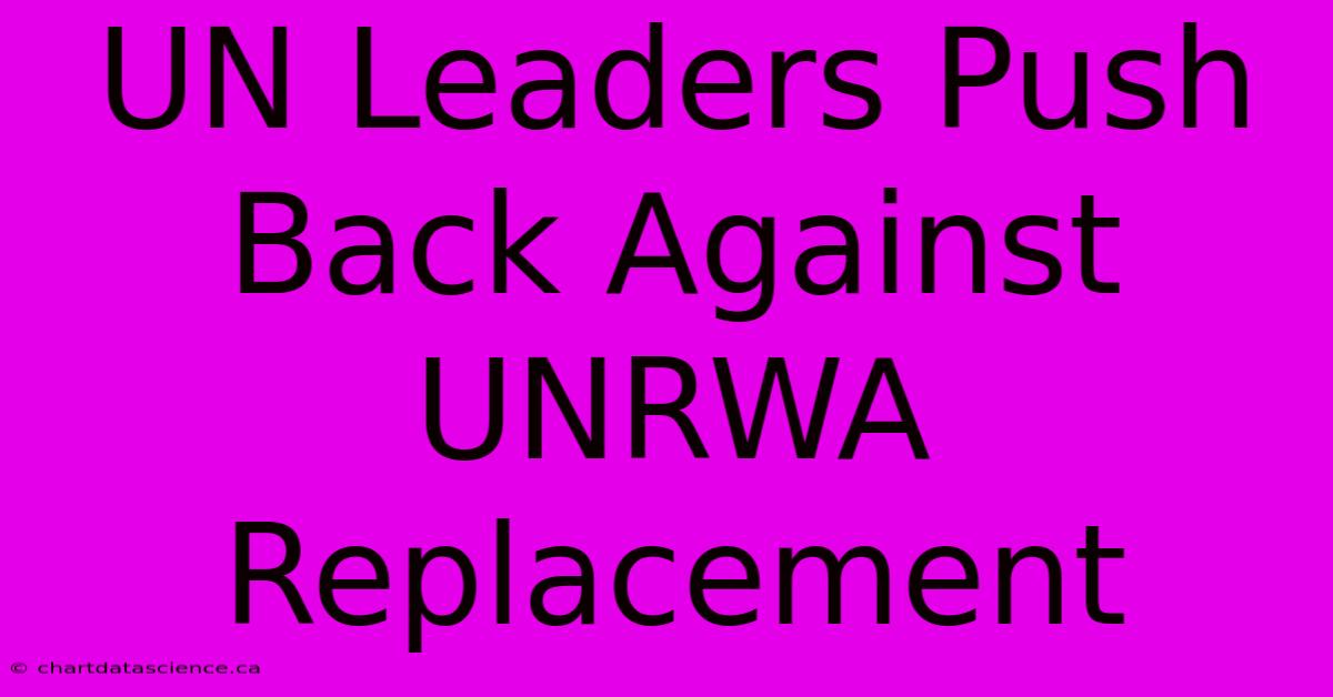 UN Leaders Push Back Against UNRWA Replacement