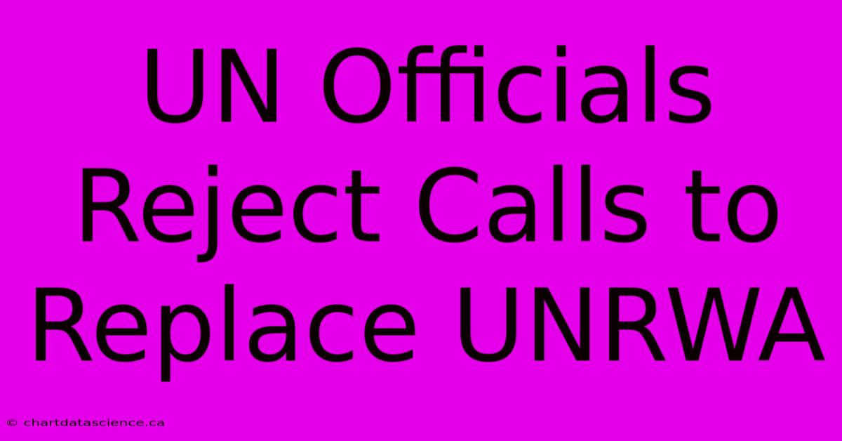 UN Officials Reject Calls To Replace UNRWA 