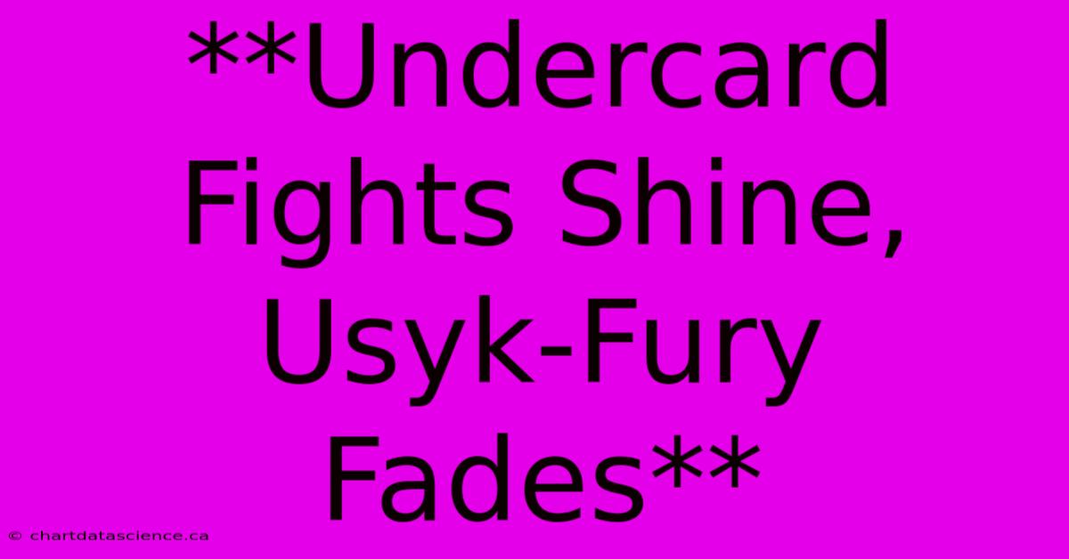 **Undercard Fights Shine, Usyk-Fury Fades**