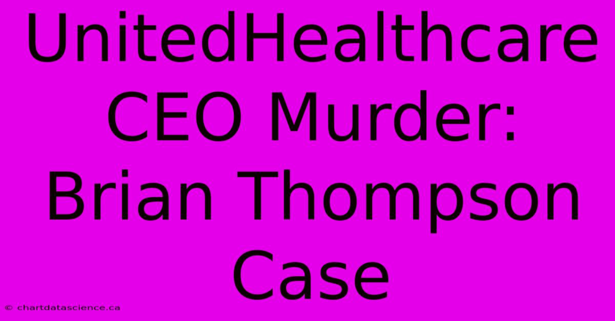 UnitedHealthcare CEO Murder: Brian Thompson Case