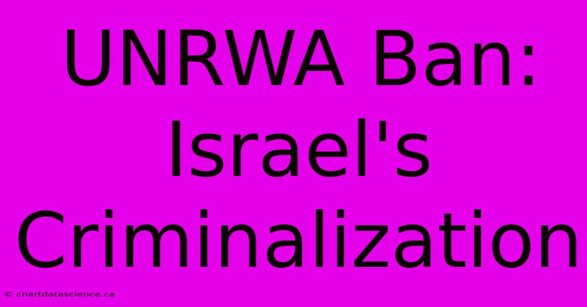 UNRWA Ban: Israel's Criminalization 