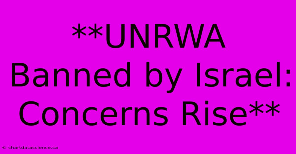 **UNRWA Banned By Israel: Concerns Rise**