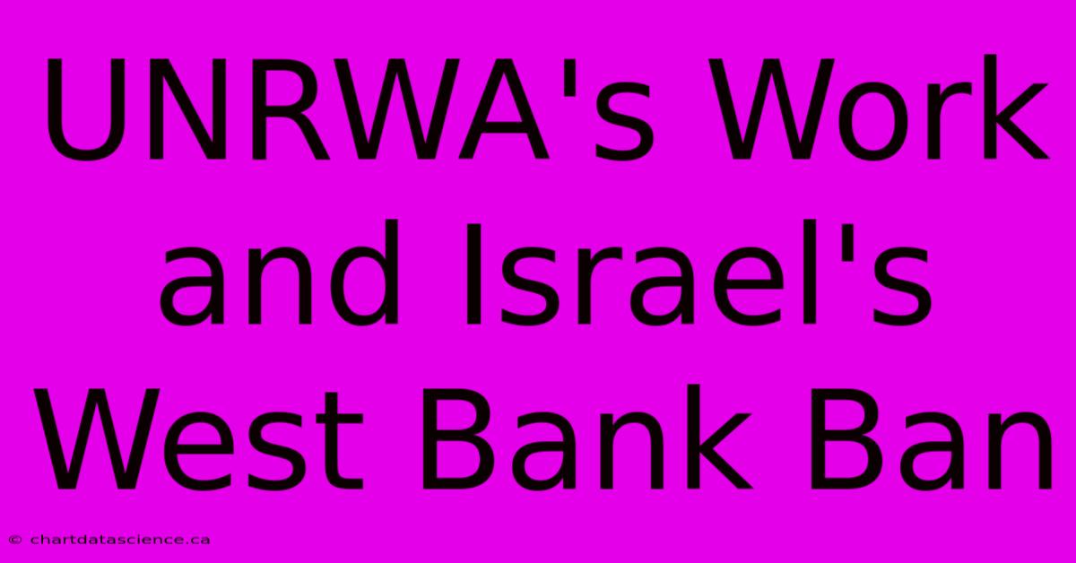 UNRWA's Work And Israel's West Bank Ban