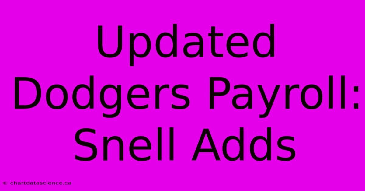 Updated Dodgers Payroll: Snell Adds