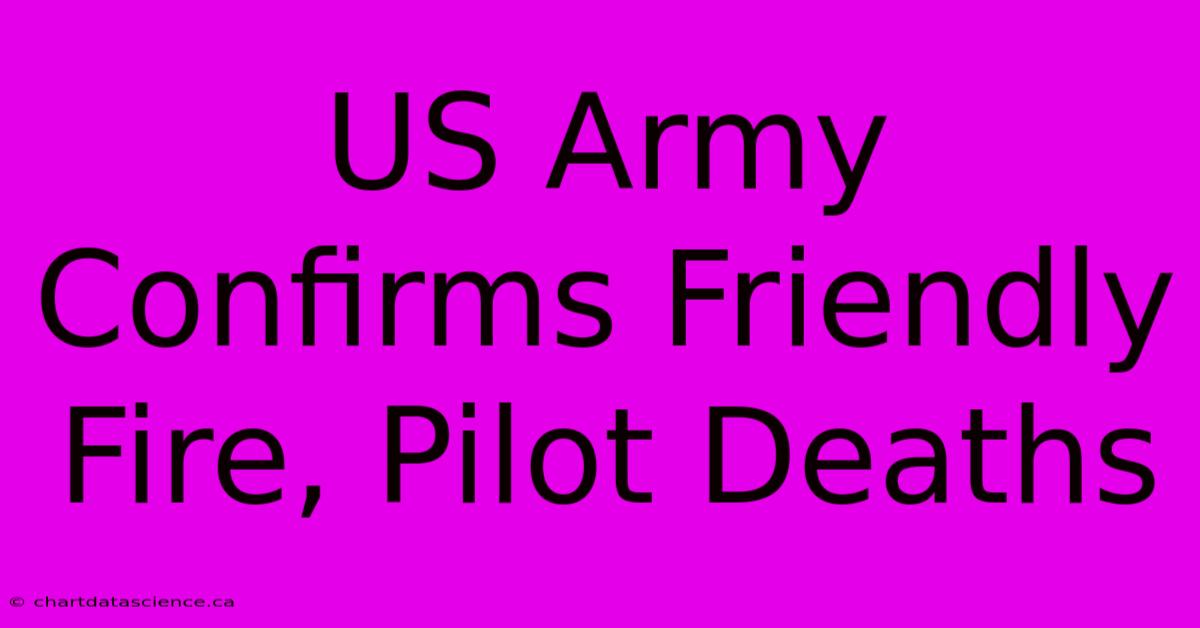 US Army Confirms Friendly Fire, Pilot Deaths