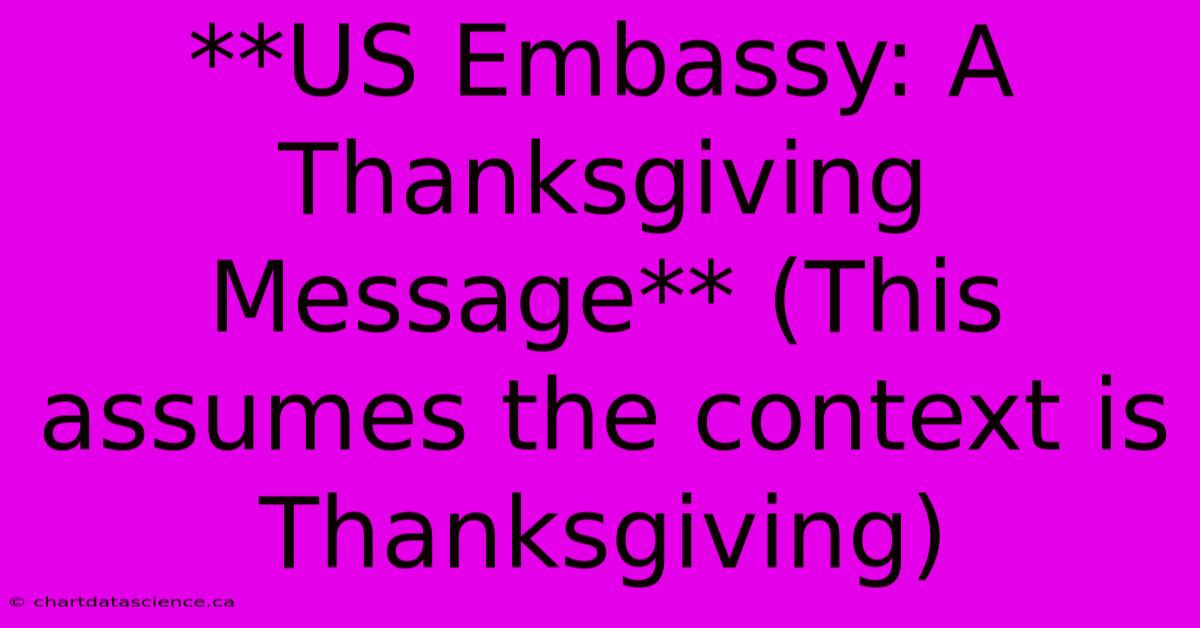 **US Embassy: A Thanksgiving Message** (This Assumes The Context Is Thanksgiving)