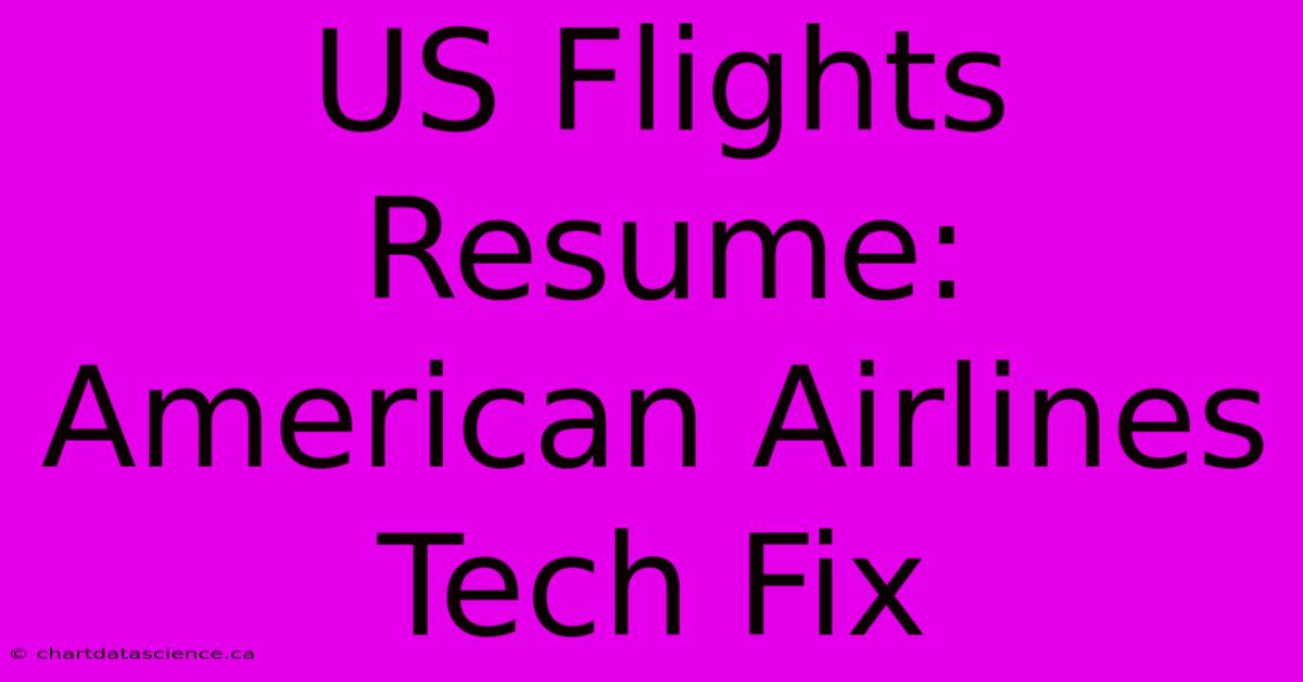 US Flights Resume: American Airlines Tech Fix