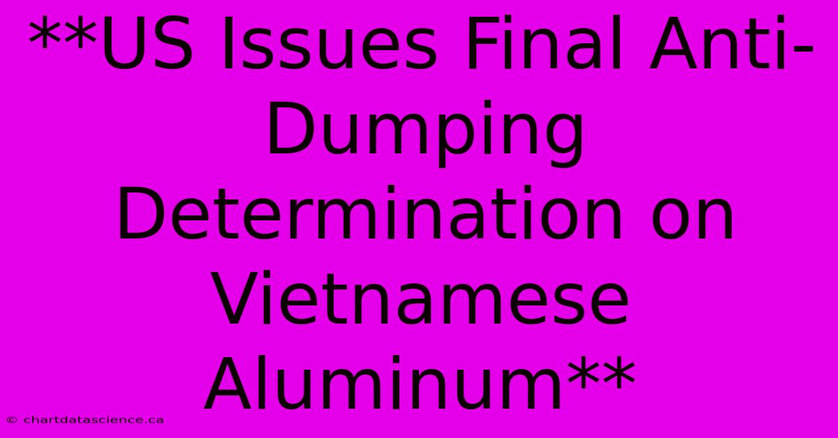 **US Issues Final Anti-Dumping Determination On Vietnamese Aluminum**