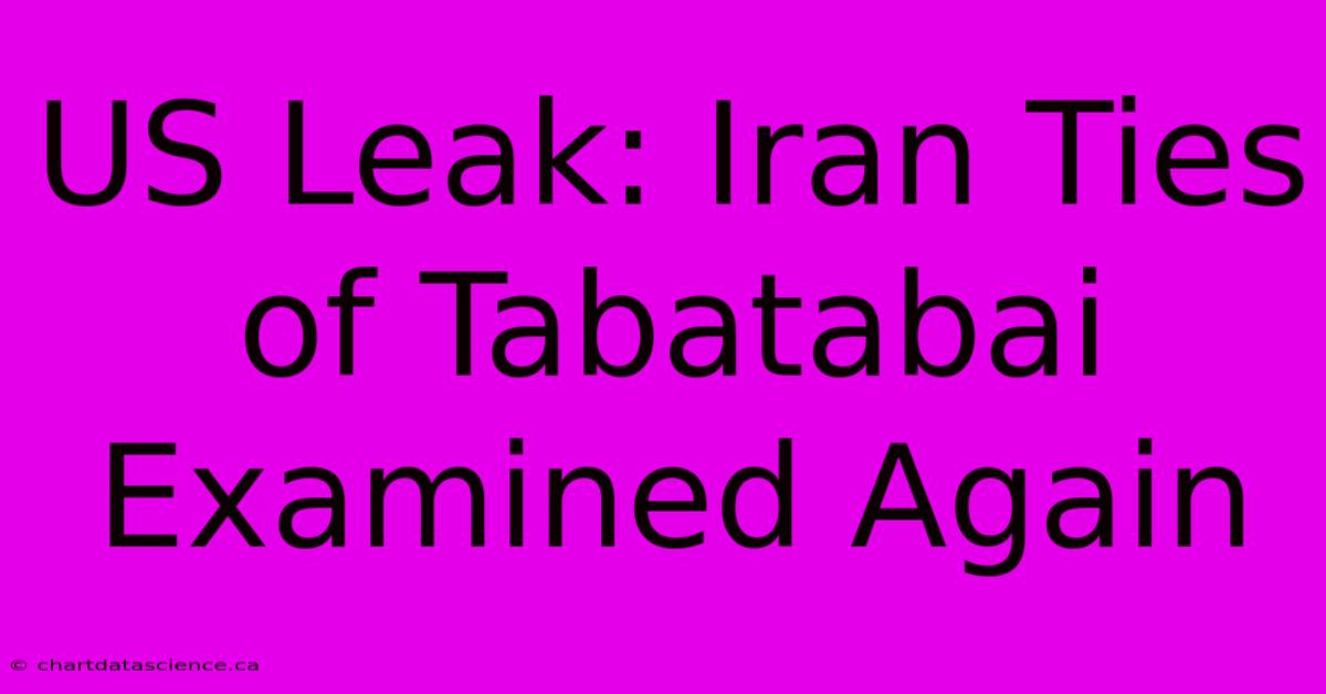 US Leak: Iran Ties Of Tabatabai Examined Again 