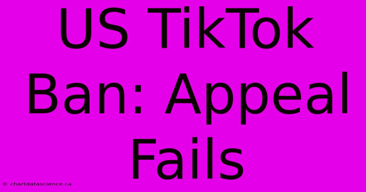 US TikTok Ban: Appeal Fails