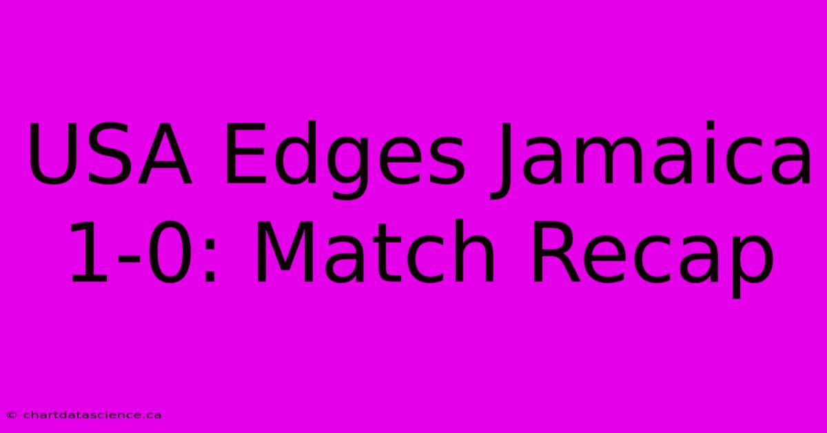 USA Edges Jamaica 1-0: Match Recap