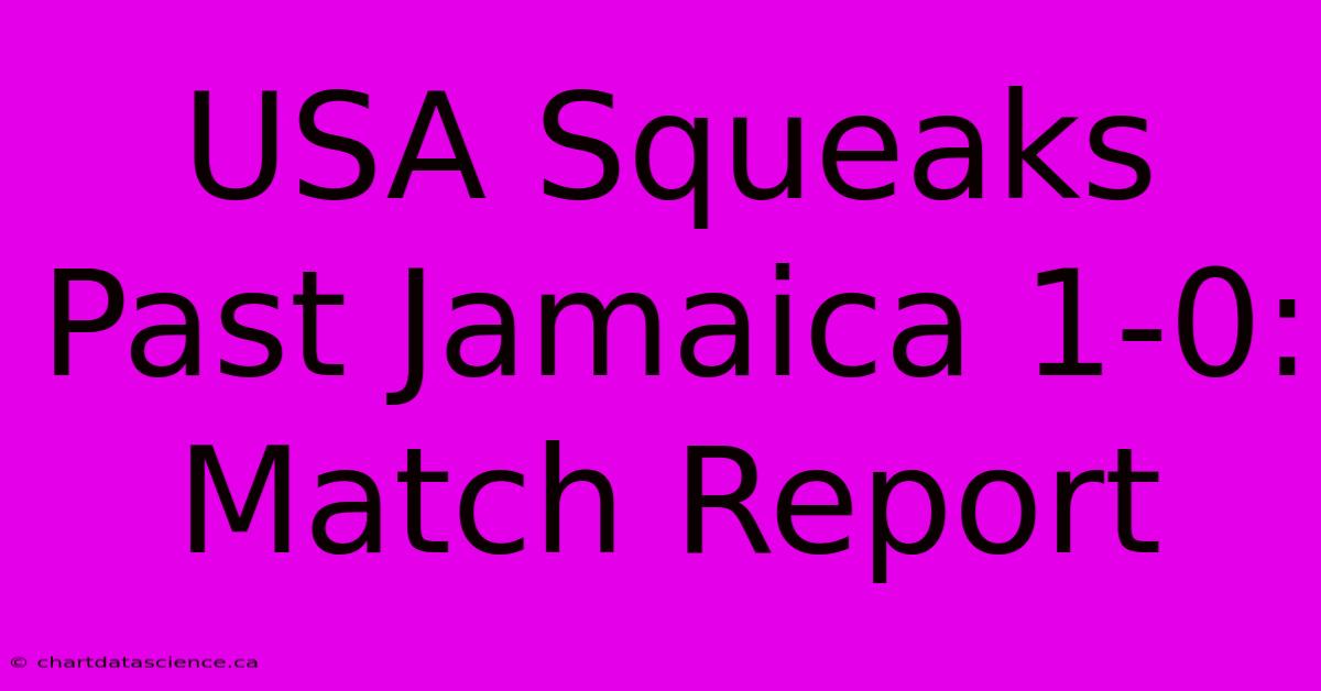 USA Squeaks Past Jamaica 1-0: Match Report