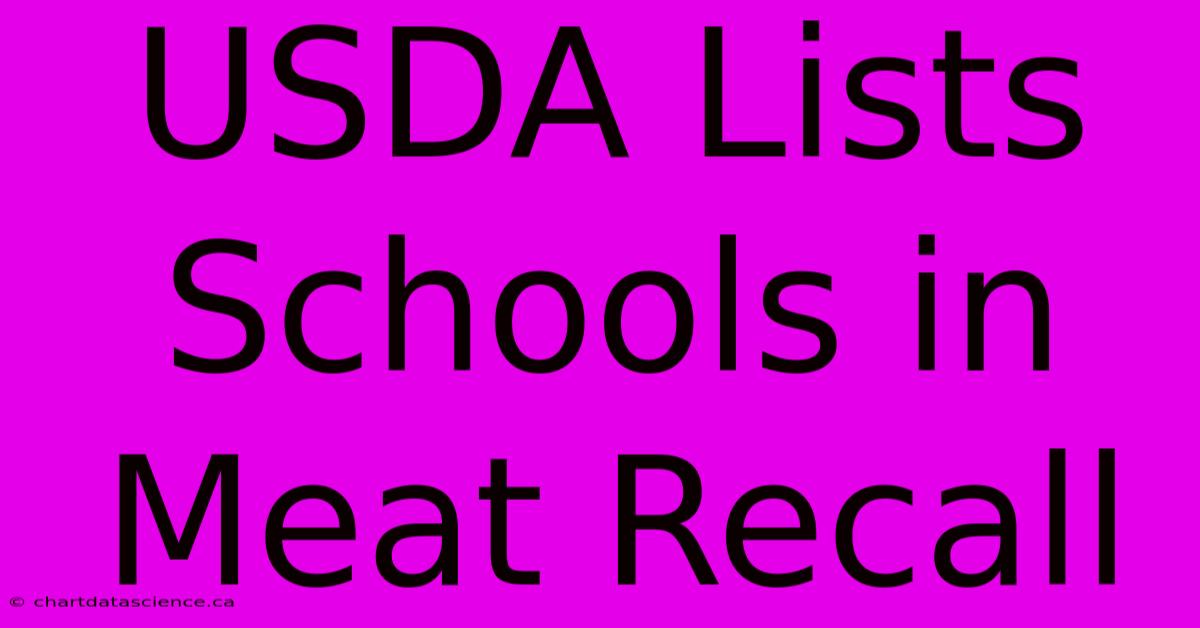 USDA Lists Schools In Meat Recall