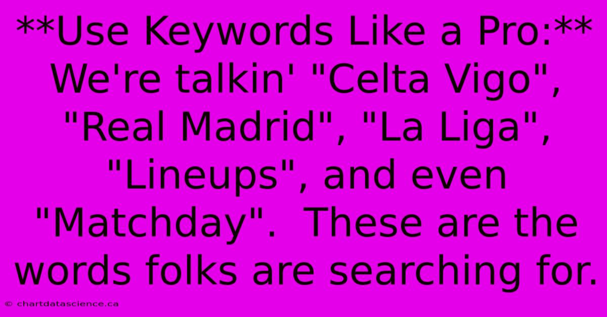 **Use Keywords Like A Pro:**  We're Talkin' 