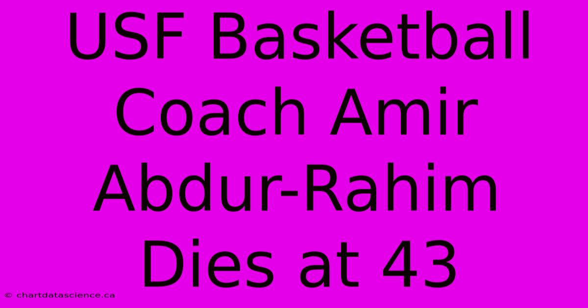 USF Basketball Coach Amir Abdur-Rahim Dies At 43