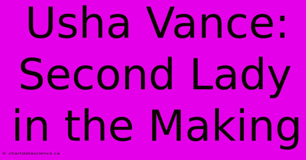 Usha Vance:  Second Lady In The Making 