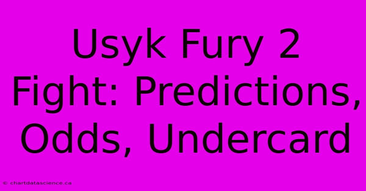 Usyk Fury 2 Fight: Predictions, Odds, Undercard