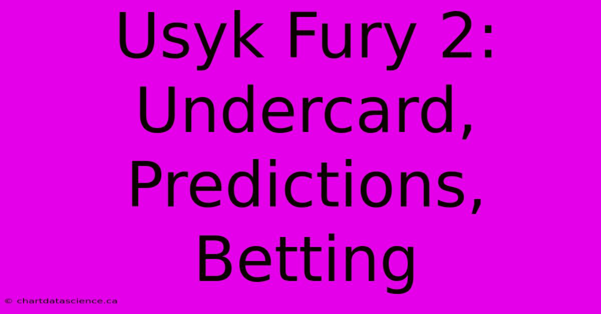 Usyk Fury 2:  Undercard, Predictions, Betting