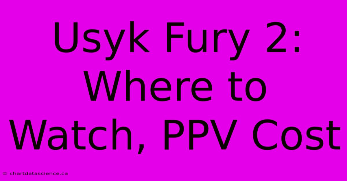 Usyk Fury 2: Where To Watch, PPV Cost