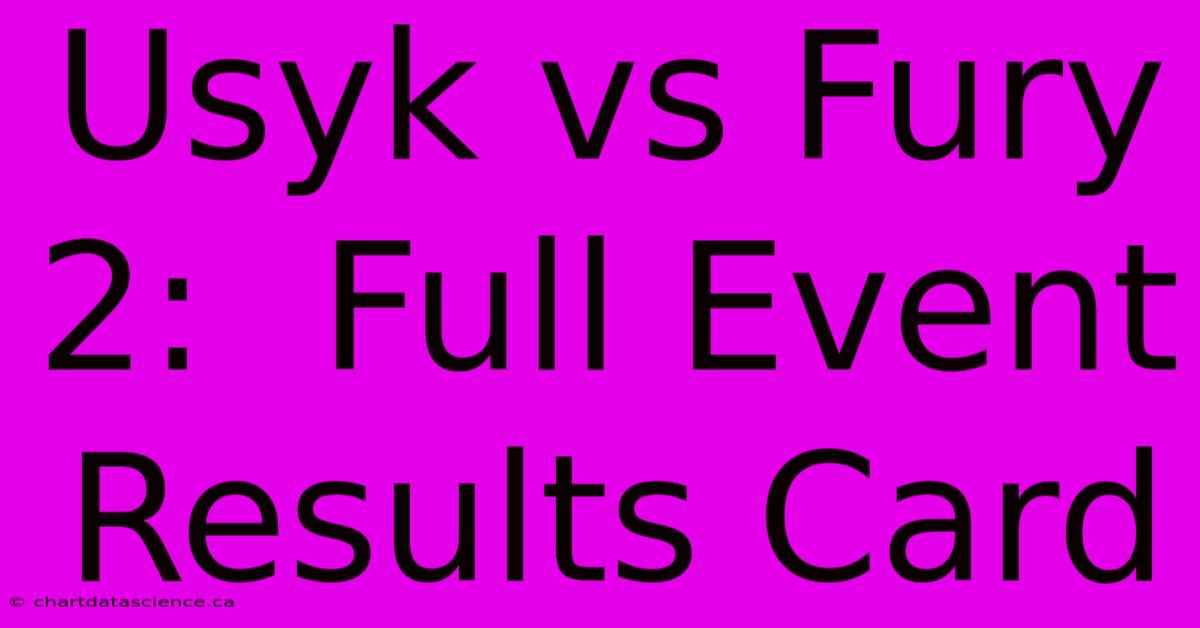 Usyk Vs Fury 2:  Full Event Results Card