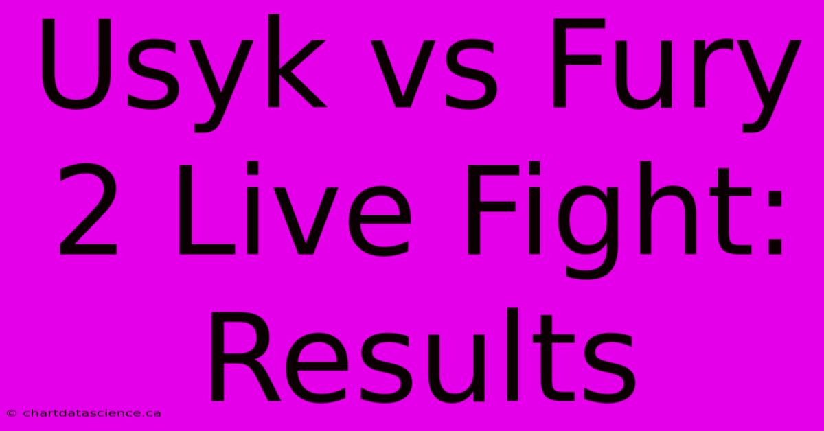 Usyk Vs Fury 2 Live Fight: Results