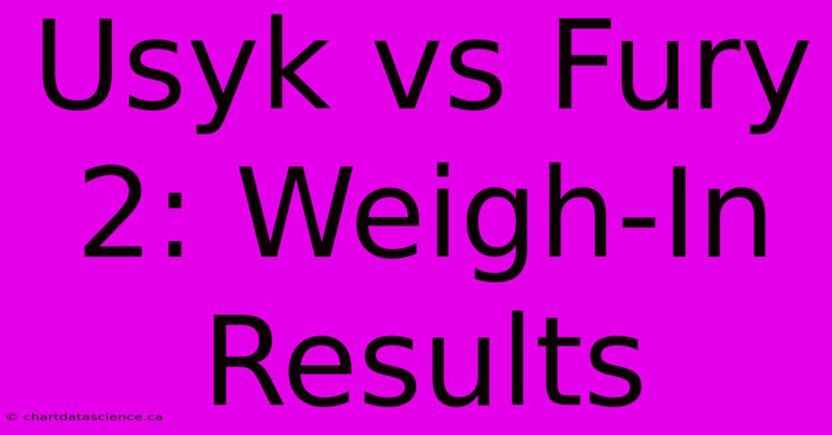 Usyk Vs Fury 2: Weigh-In Results