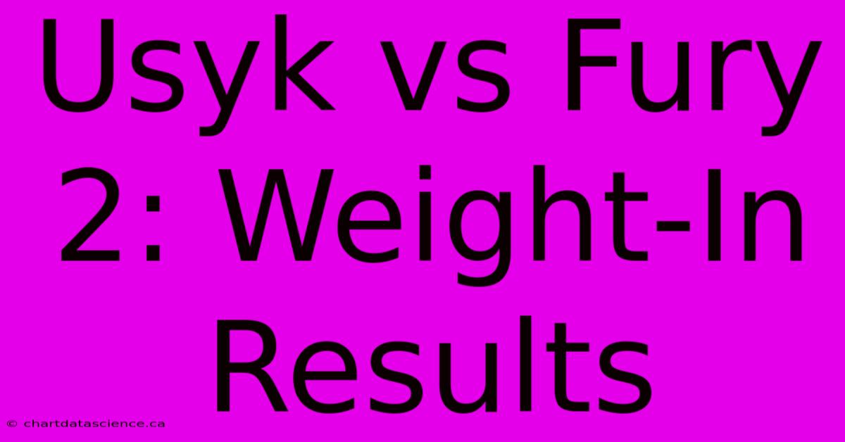 Usyk Vs Fury 2: Weight-In Results