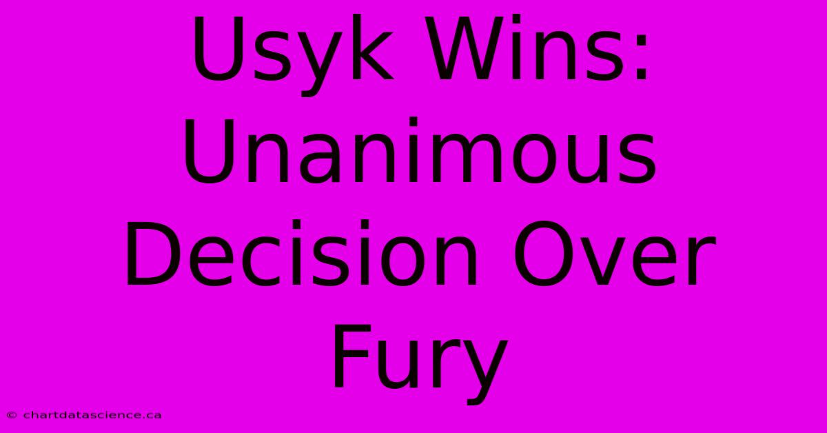 Usyk Wins: Unanimous Decision Over Fury