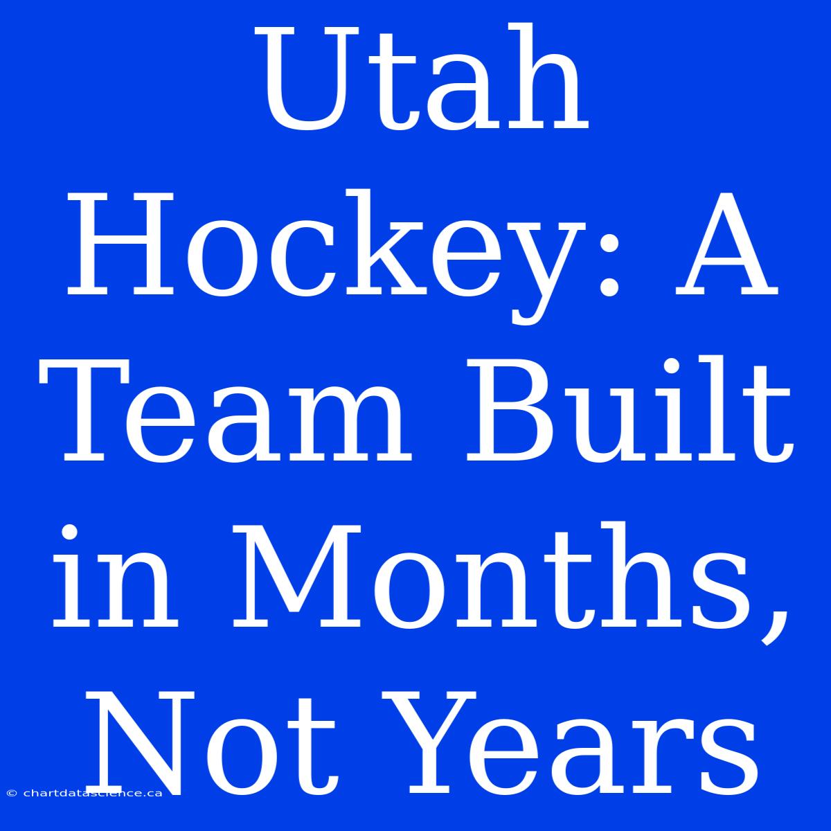 Utah Hockey: A Team Built In Months, Not Years