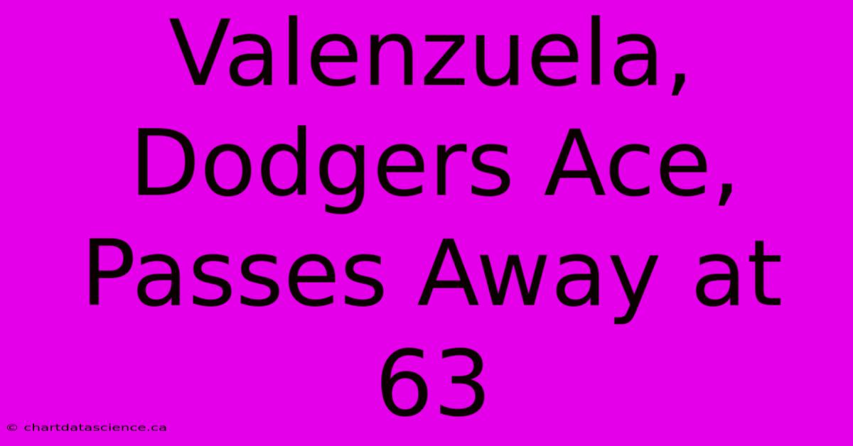 Valenzuela, Dodgers Ace, Passes Away At 63