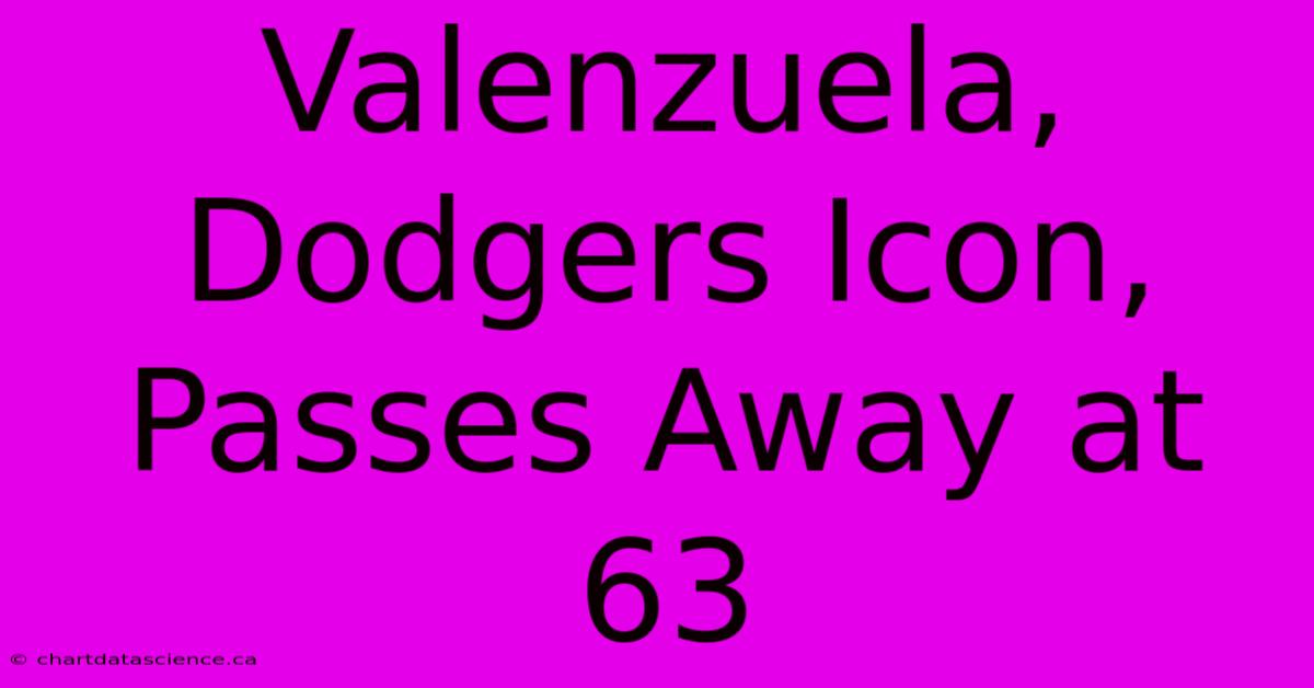 Valenzuela, Dodgers Icon, Passes Away At 63