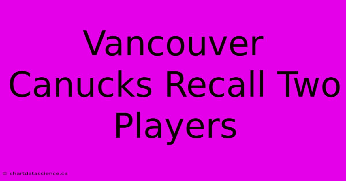 Vancouver Canucks Recall Two Players