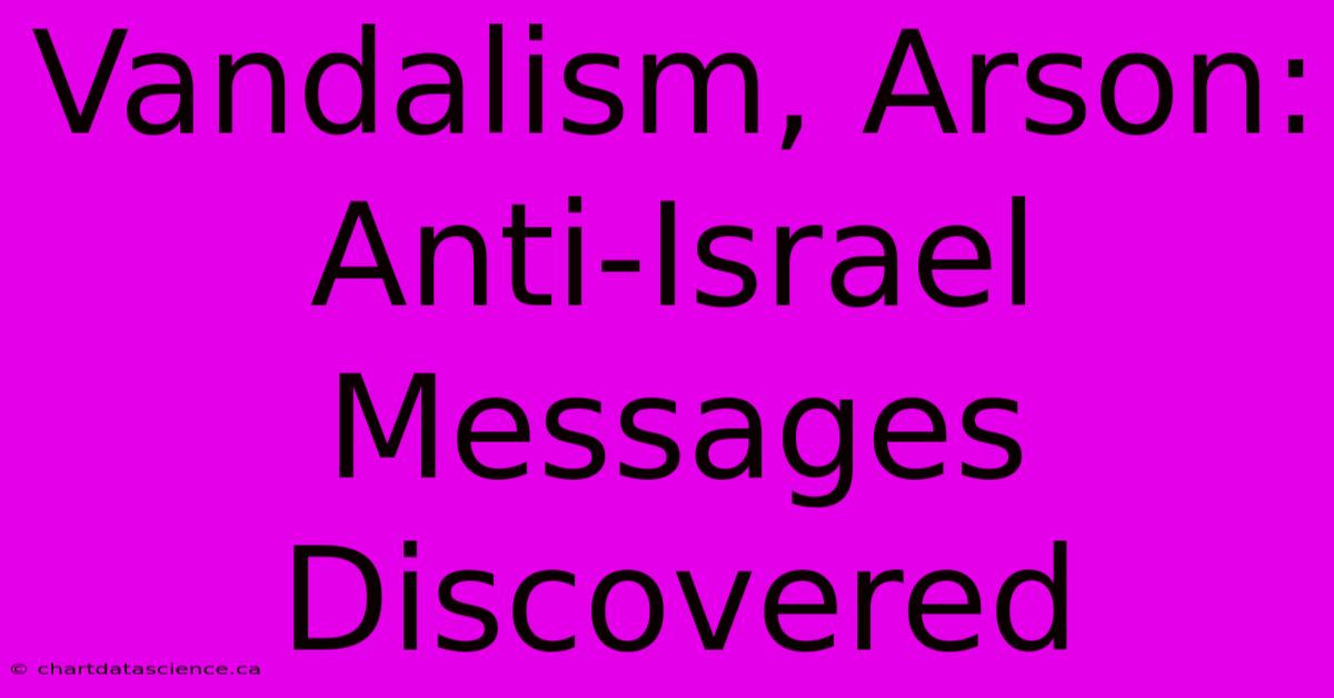 Vandalism, Arson: Anti-Israel Messages Discovered