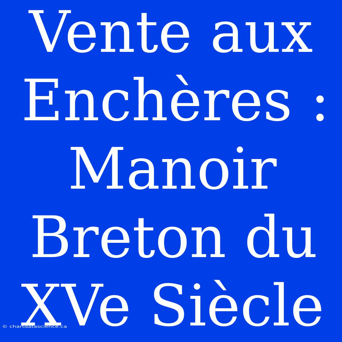 Vente Aux Enchères : Manoir Breton Du XVe Siècle