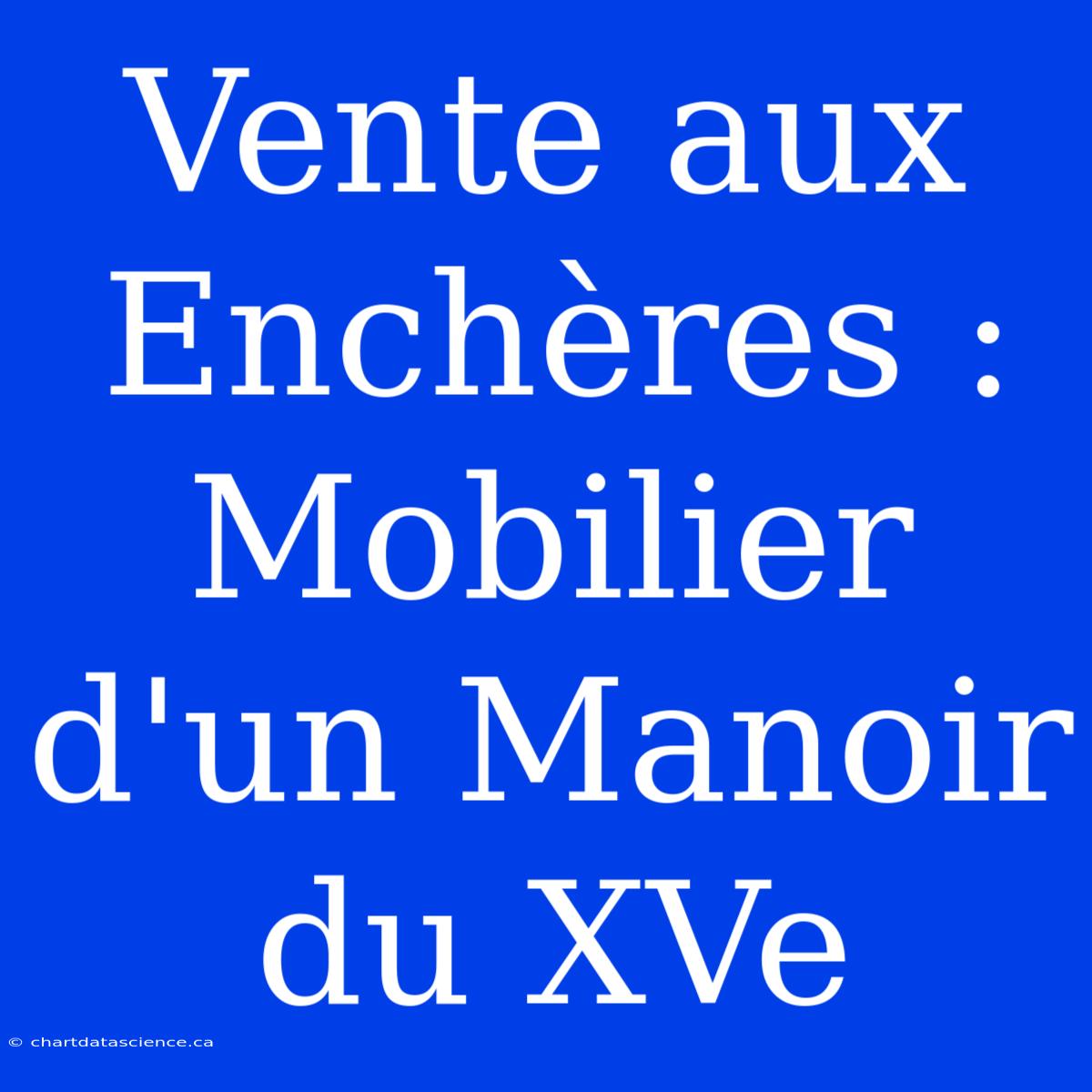 Vente Aux Enchères : Mobilier D'un Manoir Du XVe