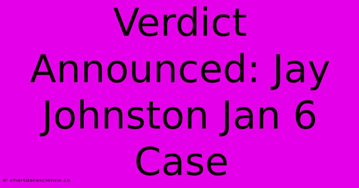 Verdict Announced: Jay Johnston Jan 6 Case 