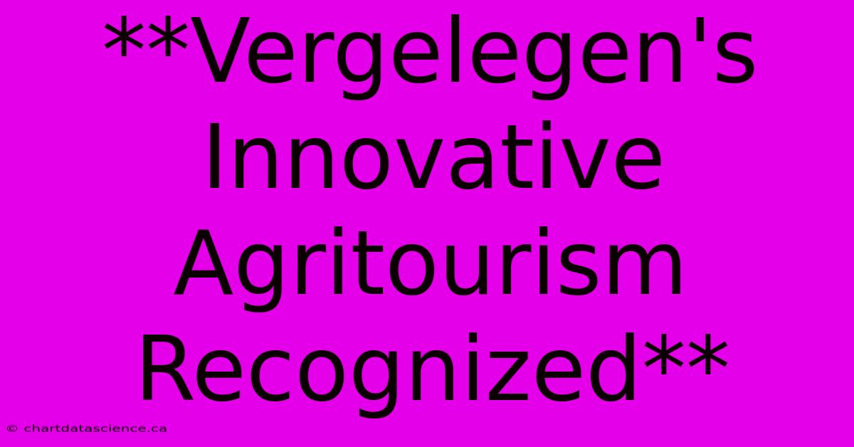 **Vergelegen's Innovative Agritourism Recognized**