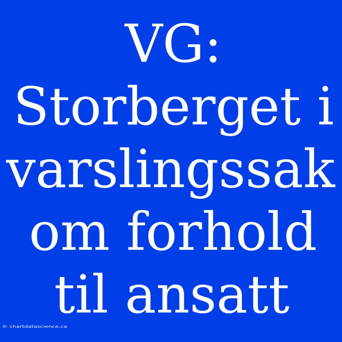 VG: Storberget I Varslingssak Om Forhold Til Ansatt