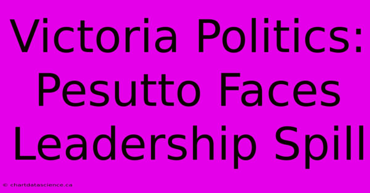 Victoria Politics: Pesutto Faces Leadership Spill