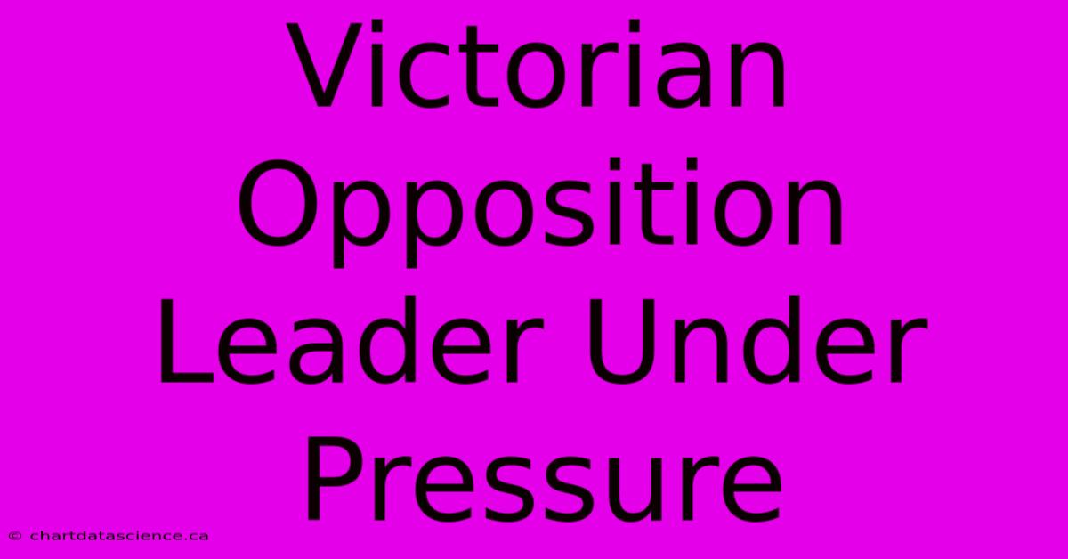 Victorian Opposition Leader Under Pressure