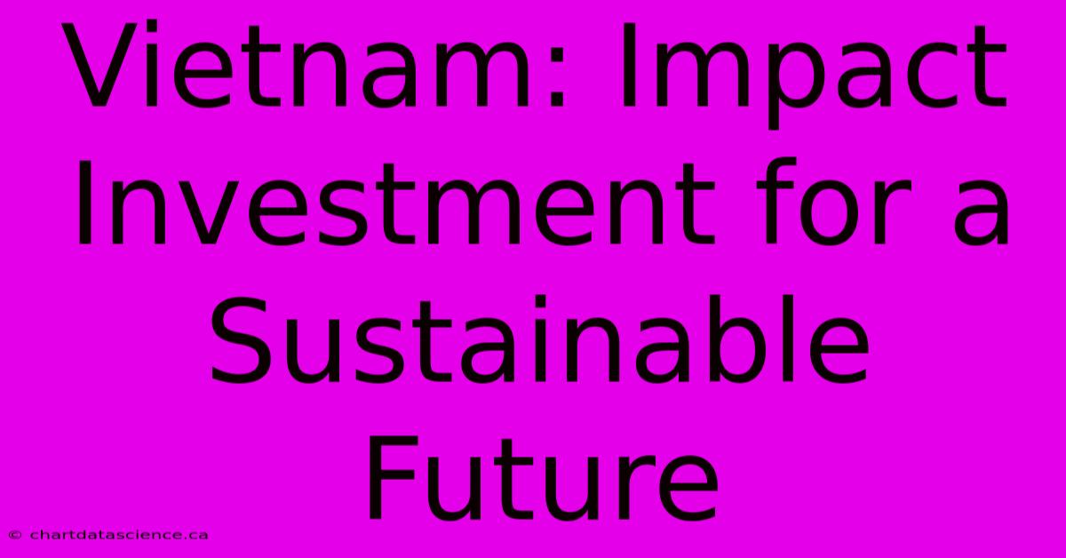 Vietnam: Impact Investment For A Sustainable Future