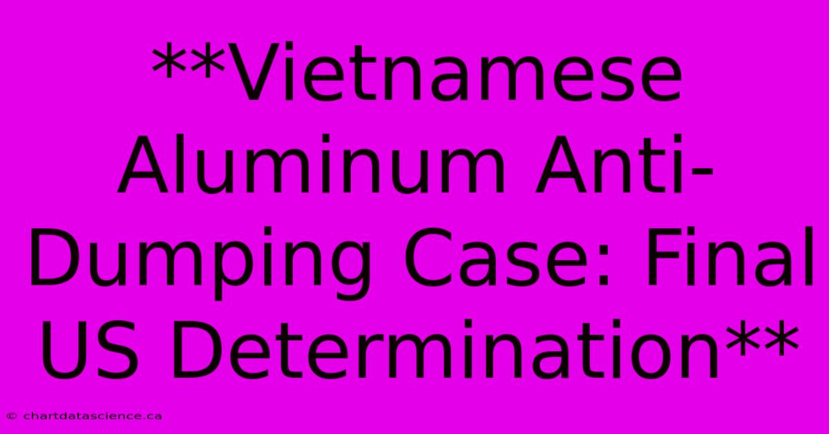 **Vietnamese Aluminum Anti-Dumping Case: Final US Determination**