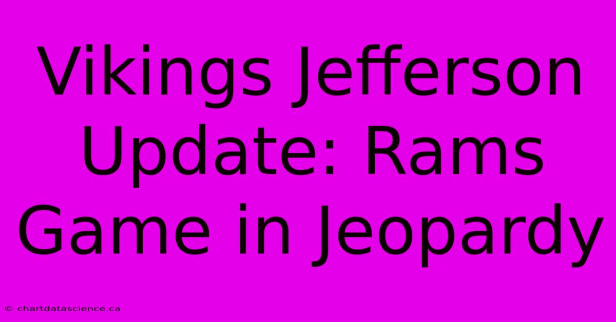 Vikings Jefferson Update: Rams Game In Jeopardy