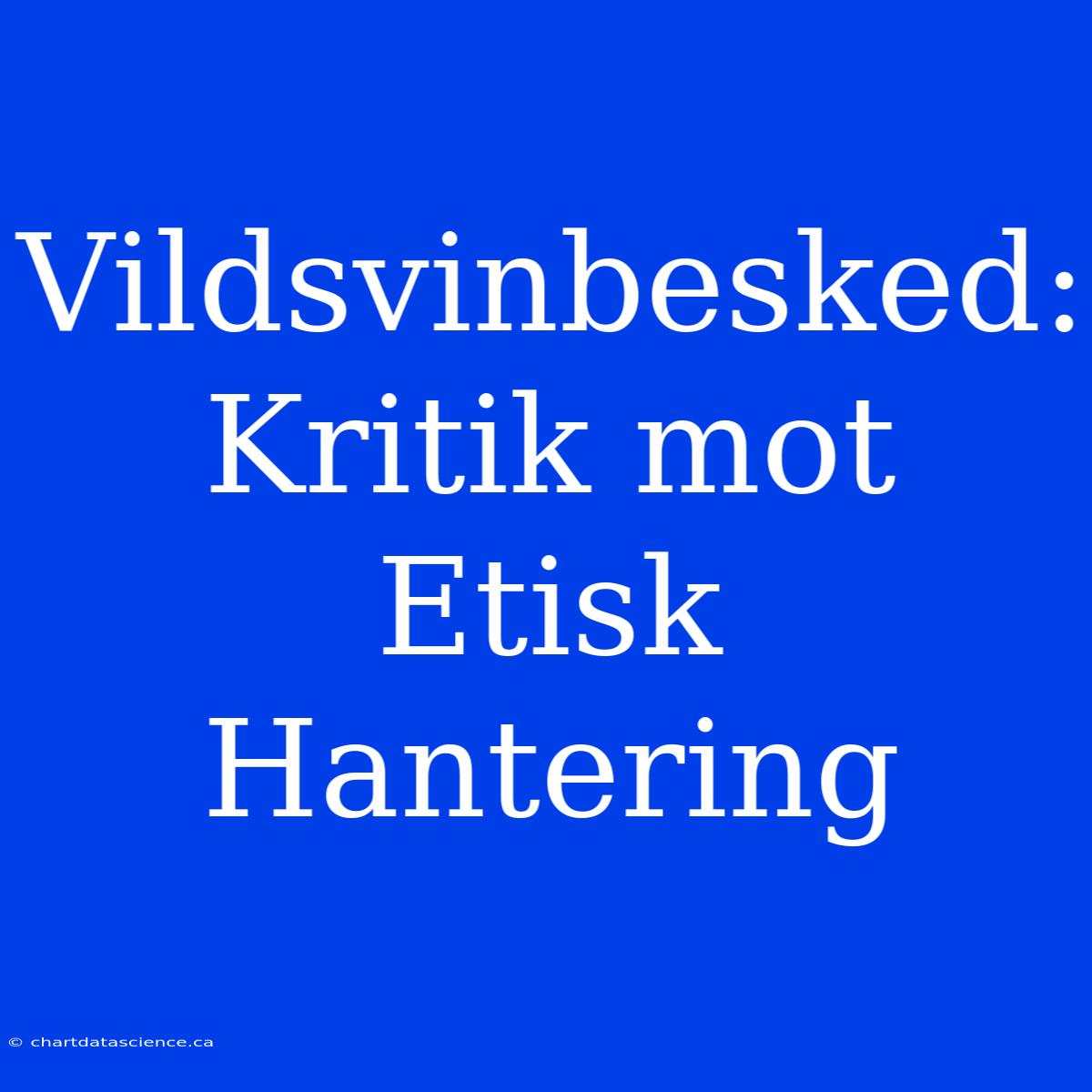 Vildsvinbesked: Kritik Mot Etisk Hantering