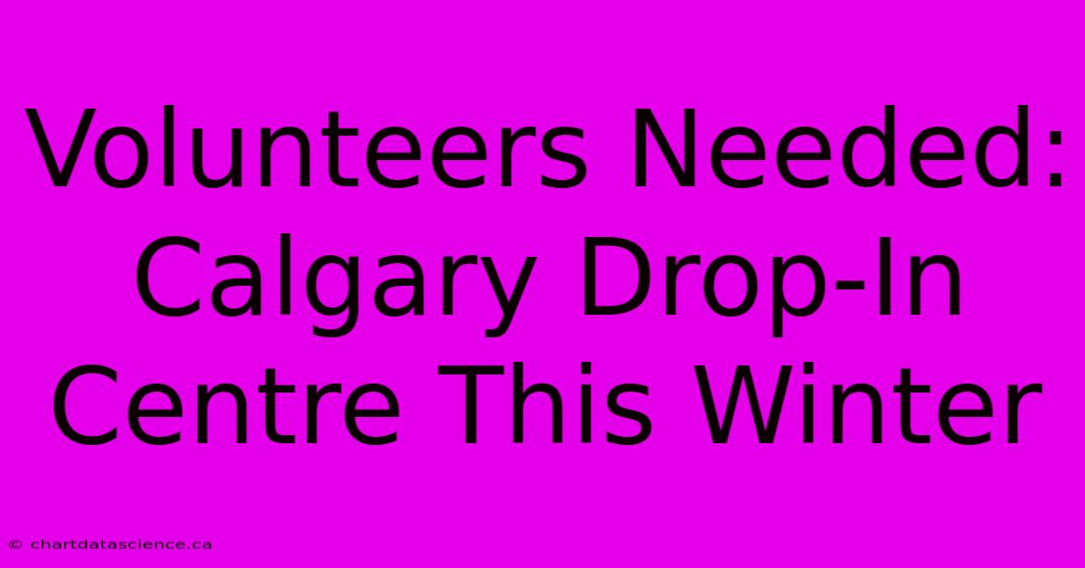 Volunteers Needed: Calgary Drop-In Centre This Winter