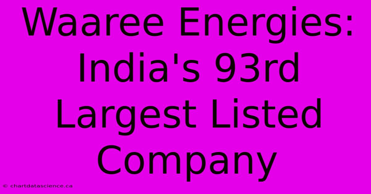 Waaree Energies: India's 93rd Largest Listed Company